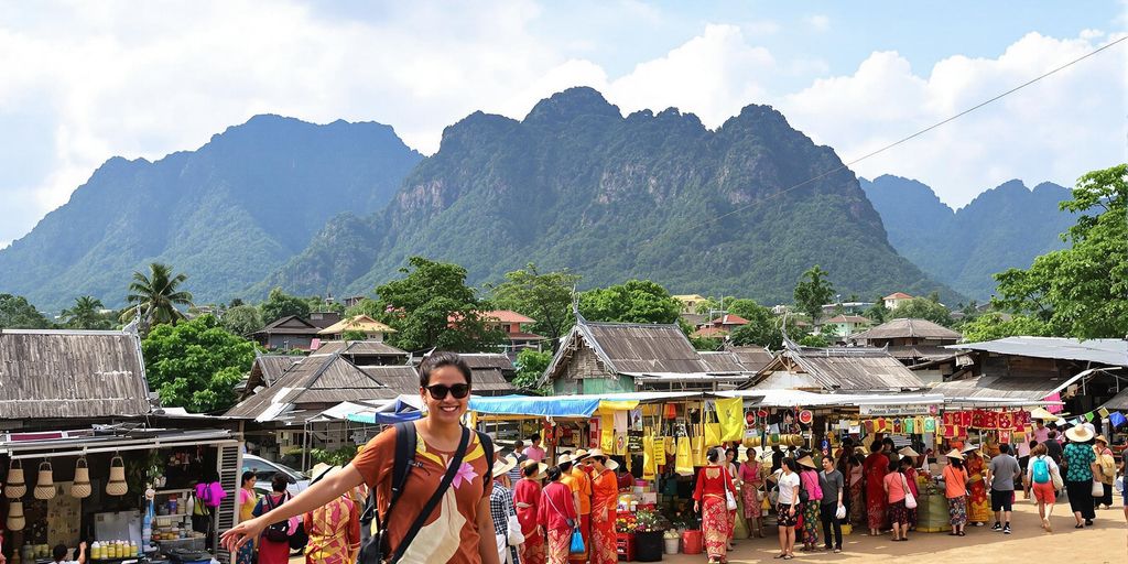 Traveler engaging with locals in Thailand's vibrant culture.