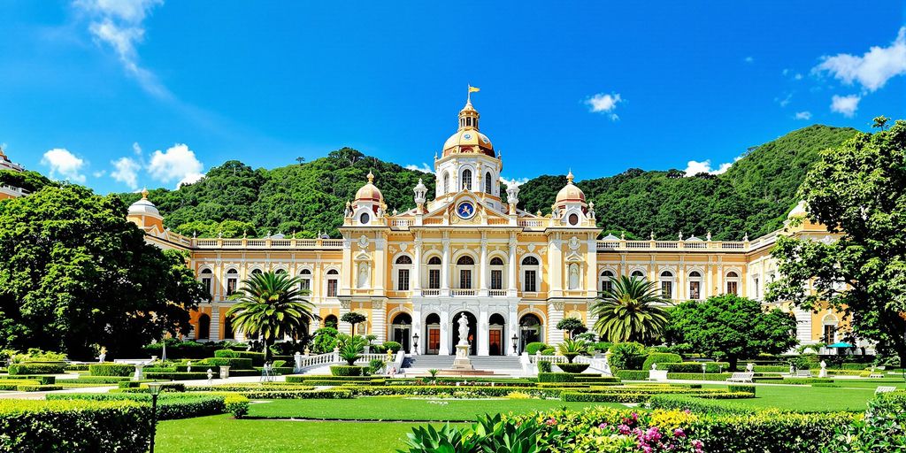 Imperial Palace in Rio de Janeiro surrounded by greenery.