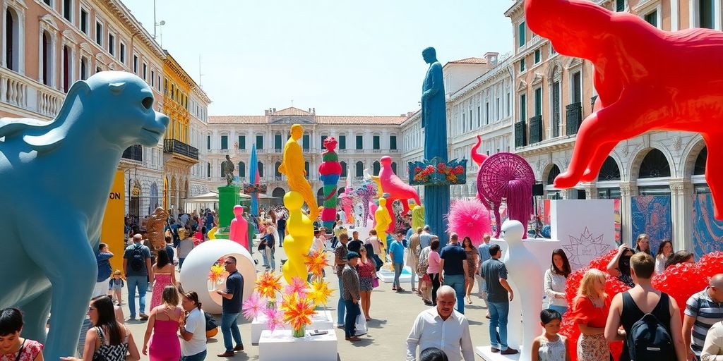 Colorful art installations at Venice Biennale 2025.