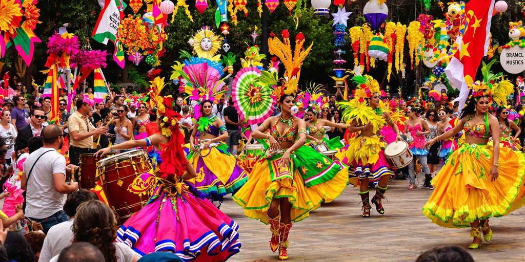 Colorful dancers performing samba and forró in Brazil.