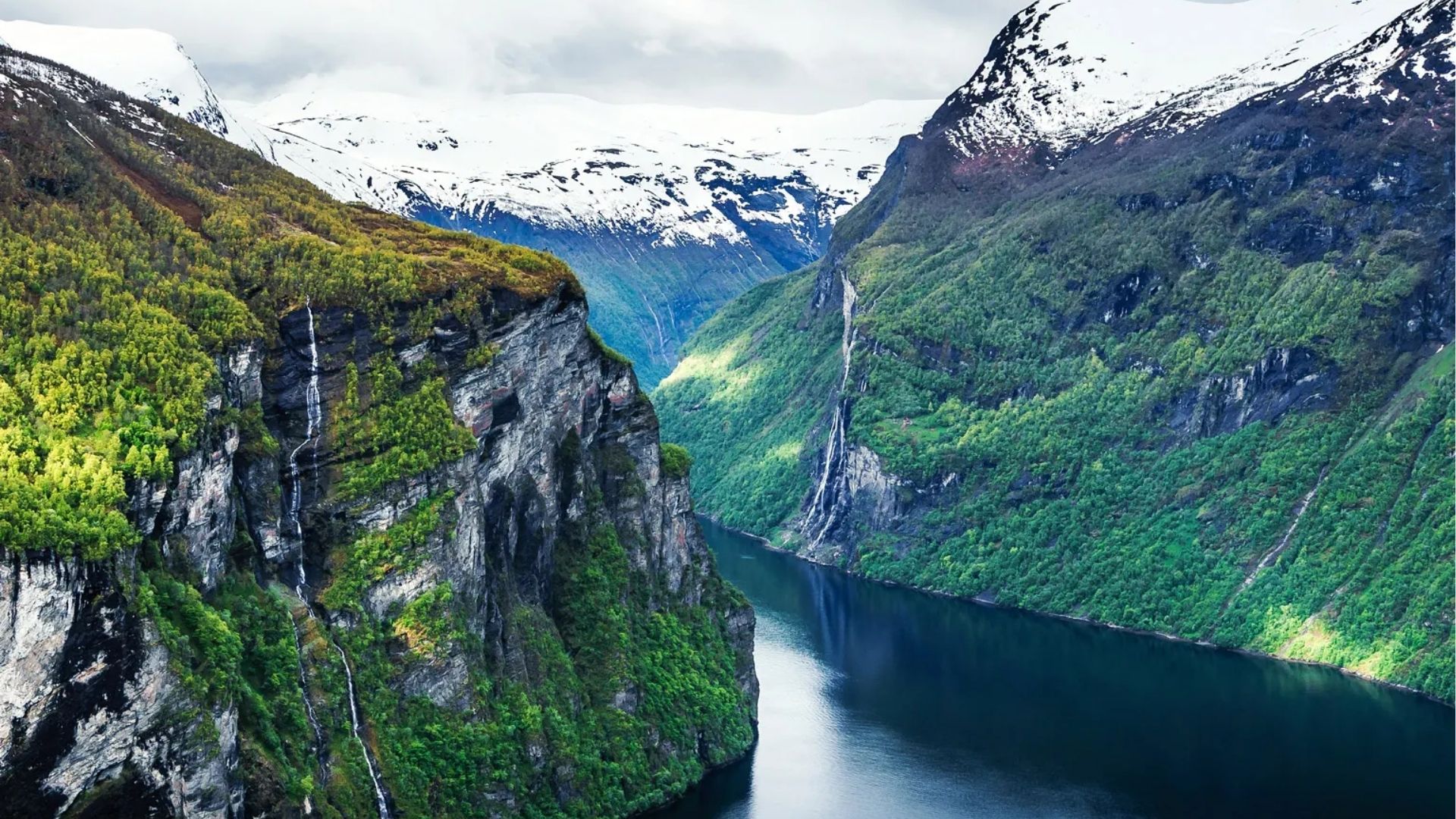 Natural landscapes across Schengen countries including fjords, waterfalls, and alpine regions