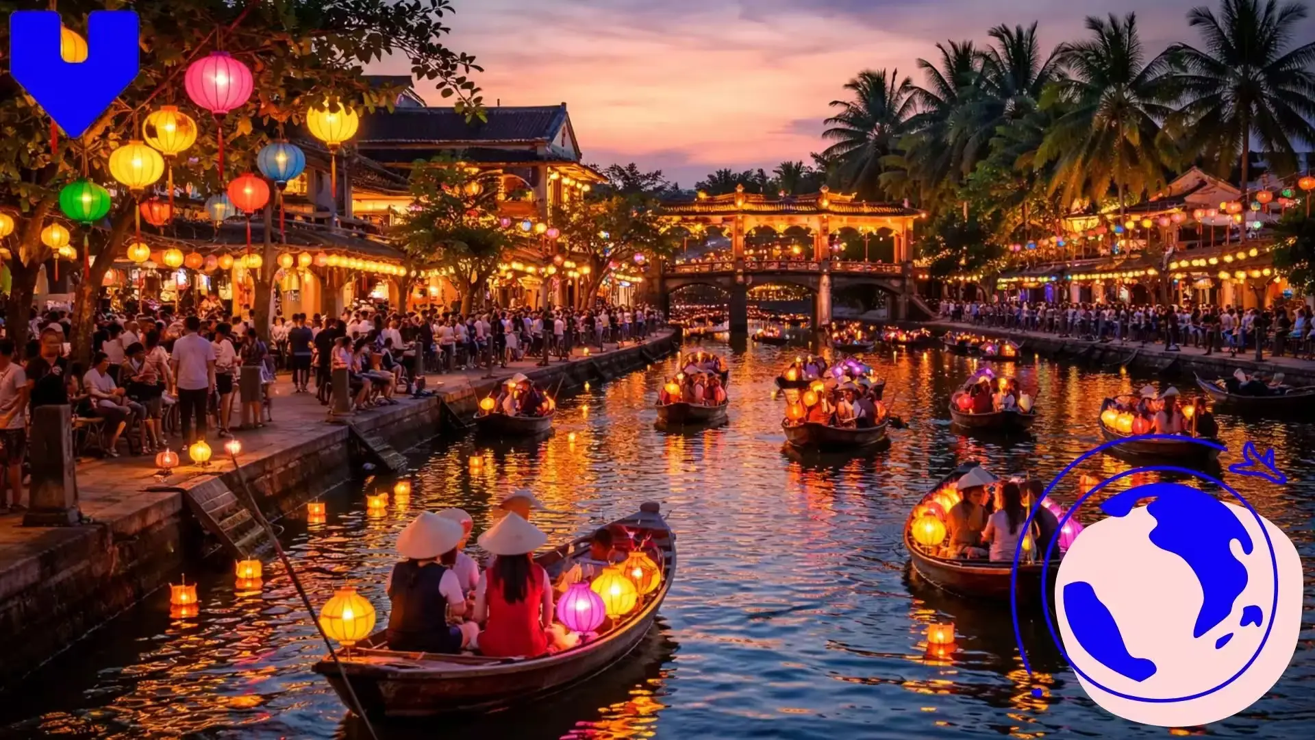 vietnam.webp Hoi An lantern festival with colorful lanterns and boats on the river