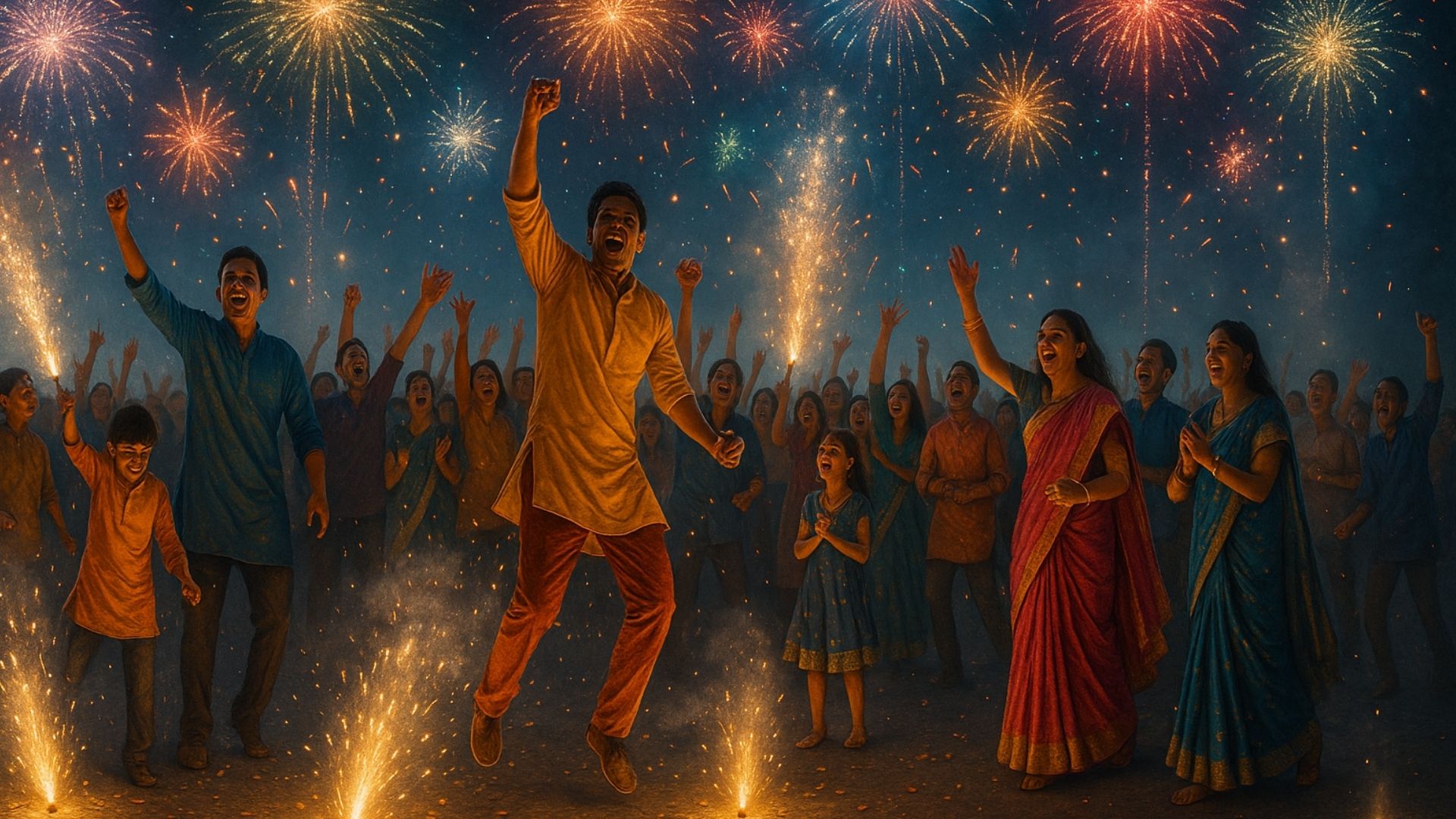 People enjoying Diwali celebrations