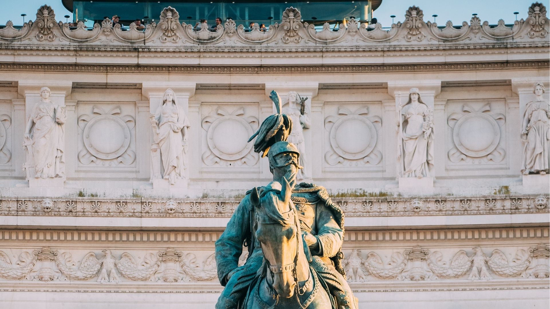 Historic monument and statues in Milan, Italy
