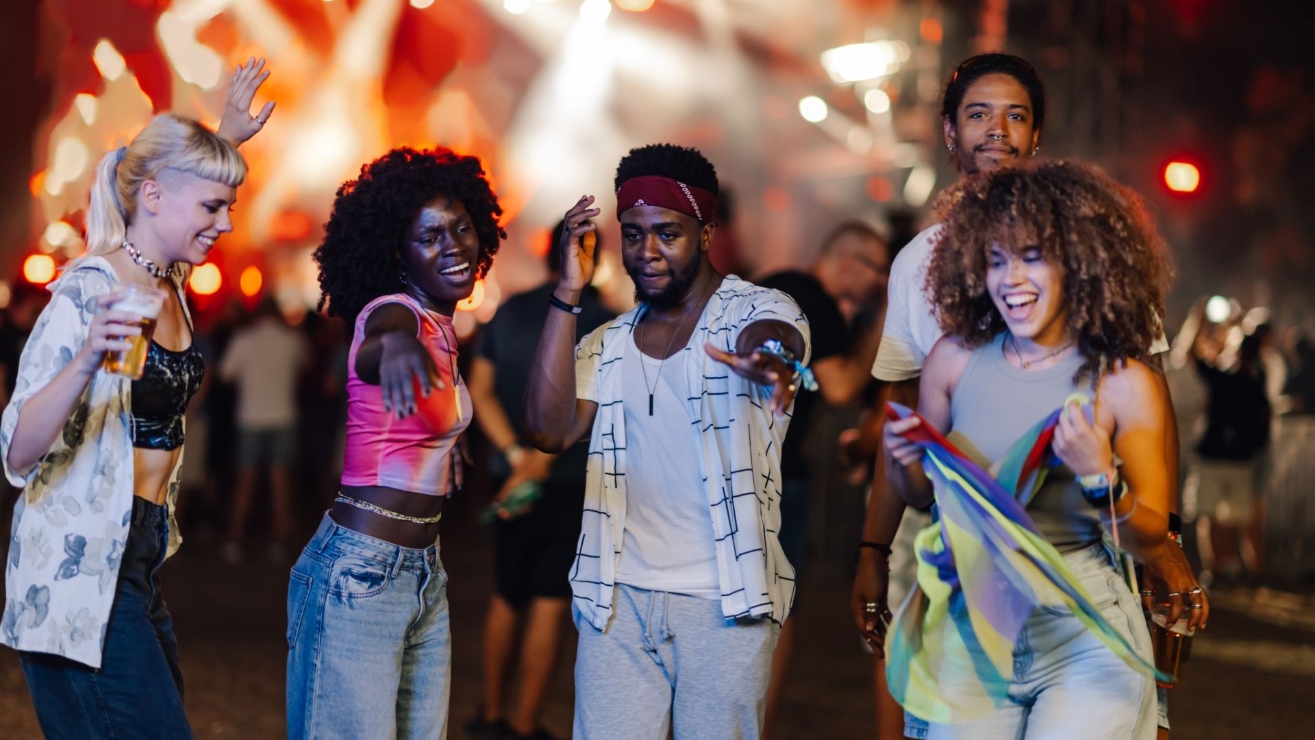 Friends having fun at festival