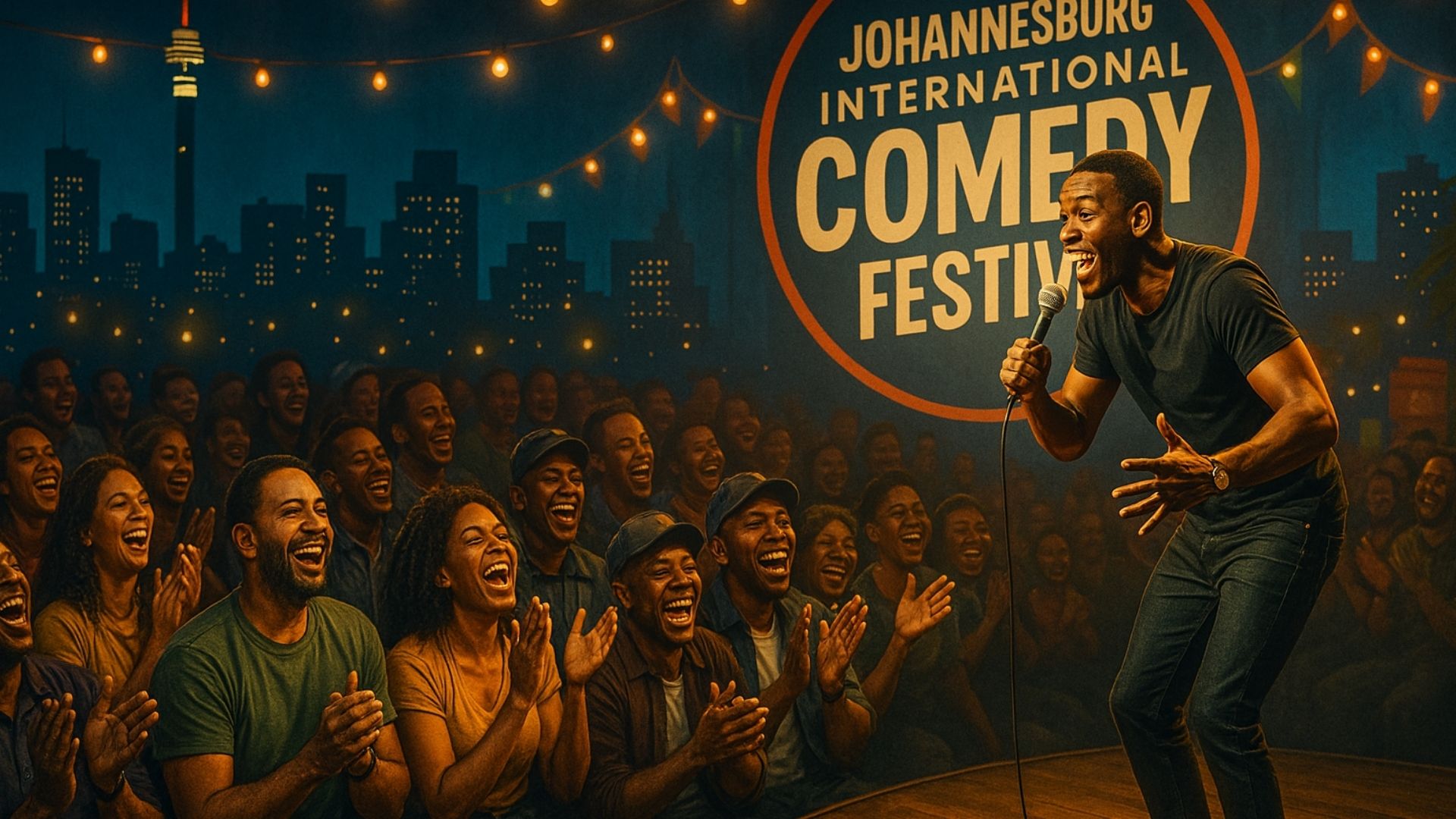 Comedian performing at Johannesburg Comedy Festival