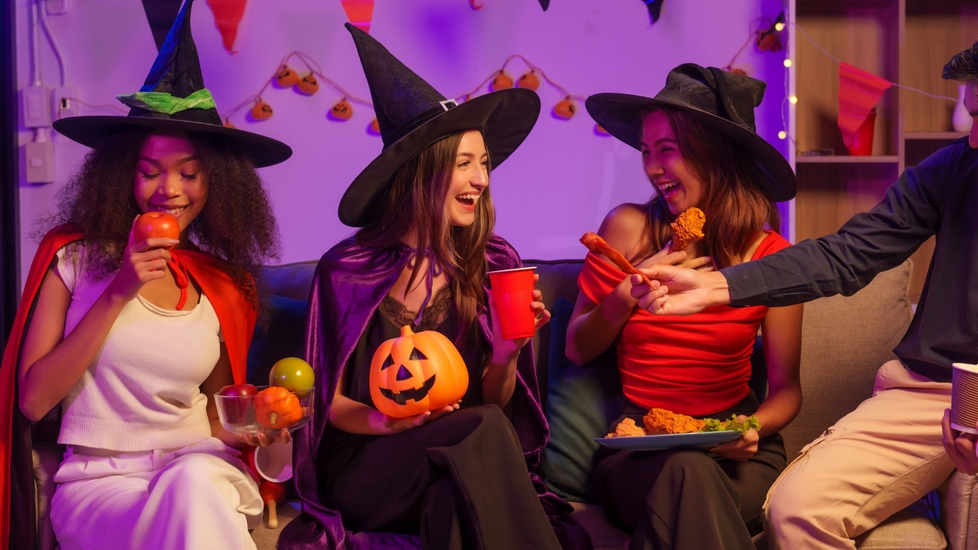 Friends in spooky outfits for Halloween