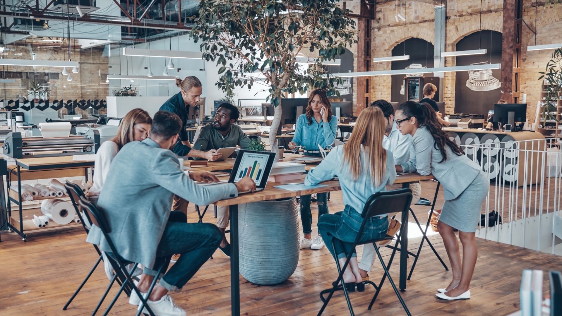Professionals in a Lyon coworking hub.