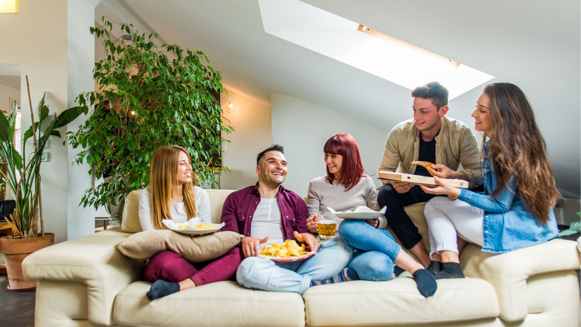 Friends having fun at home