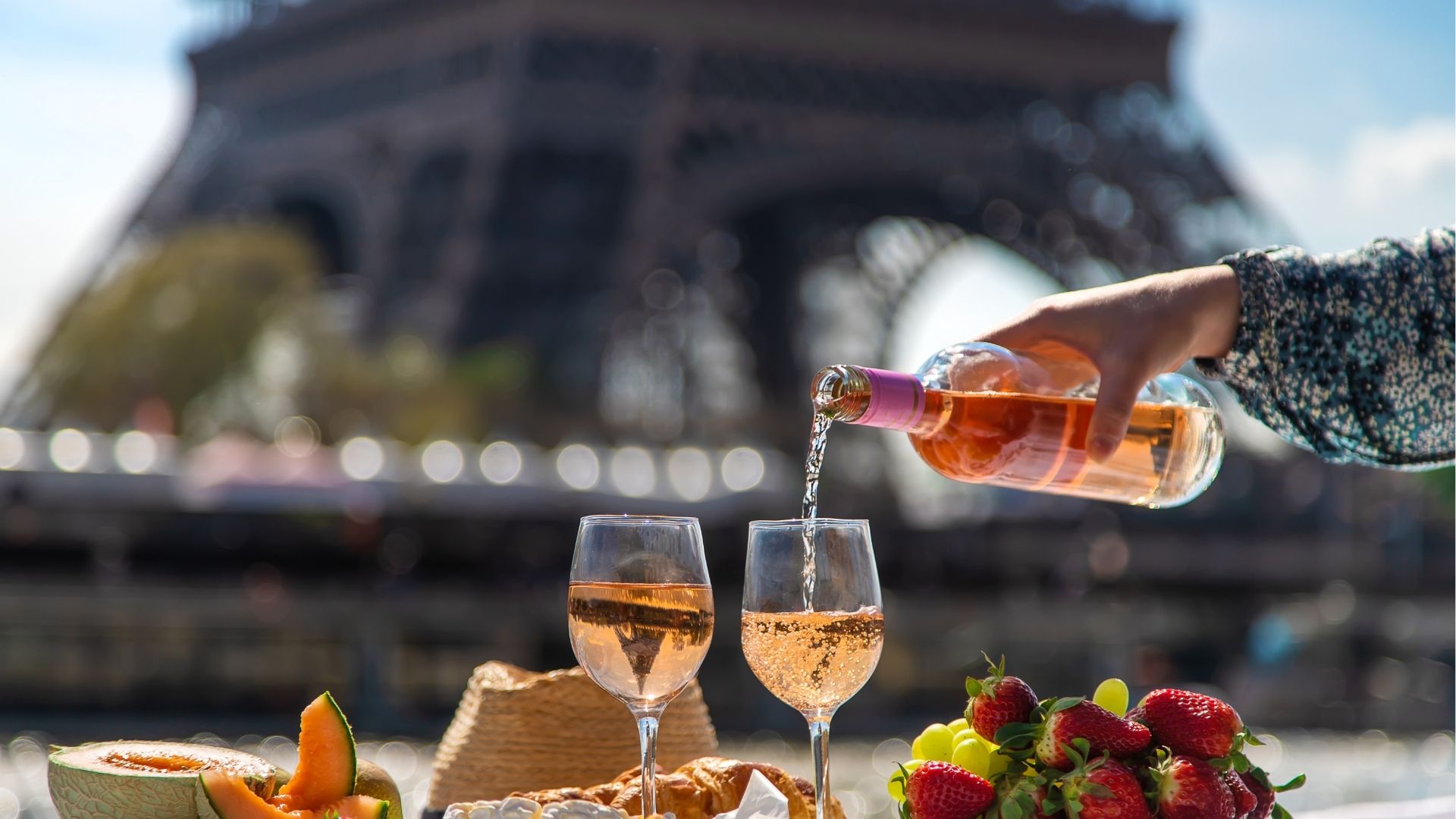 Fine French wine with gourmet appetizers