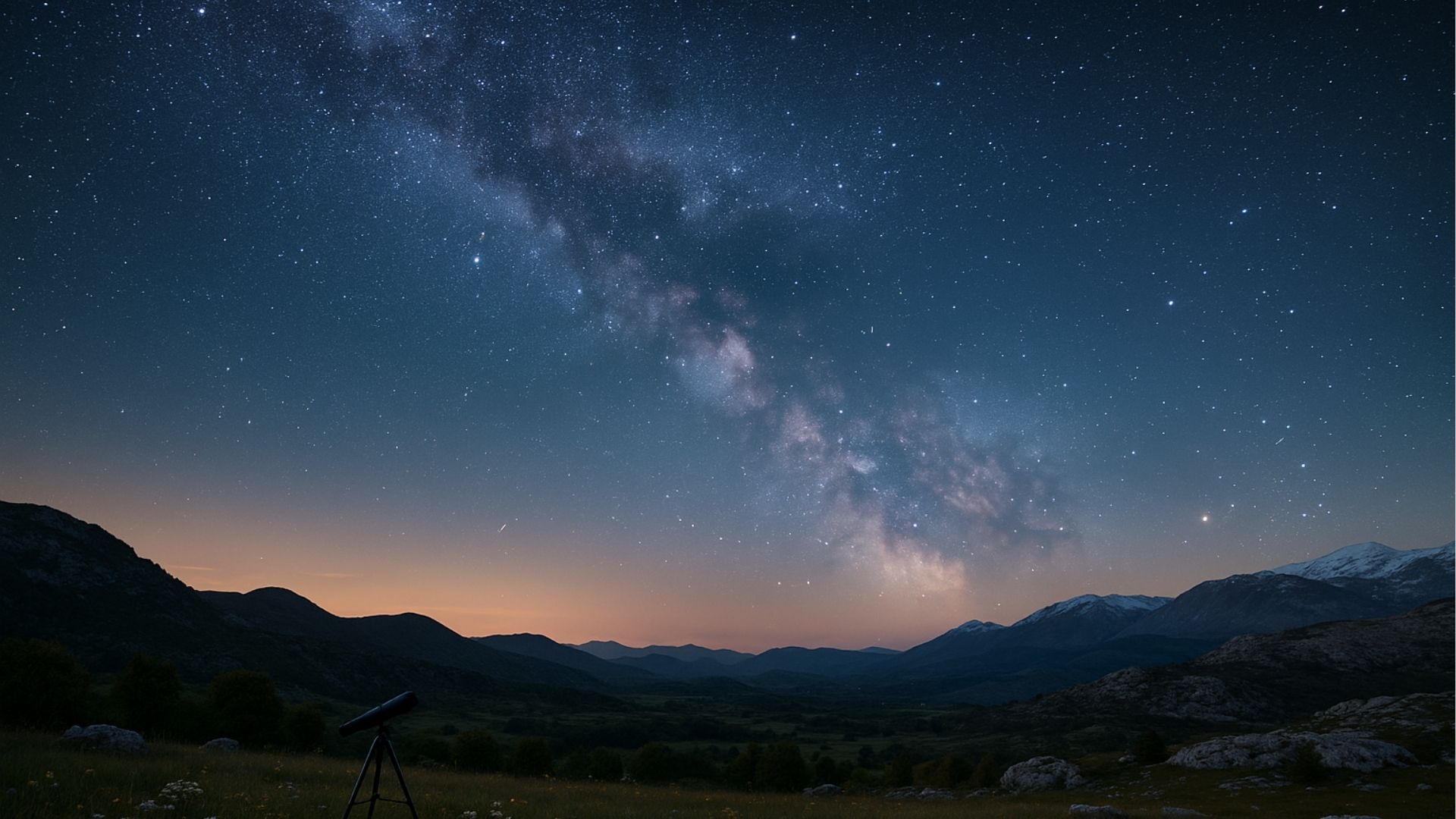 Telescope setup under Milky Way in Trebinje