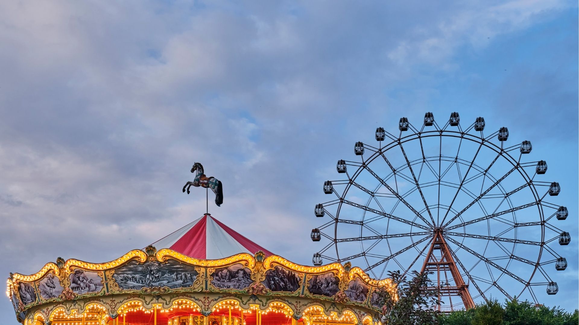 The dome of a children's carousel in a retro style.