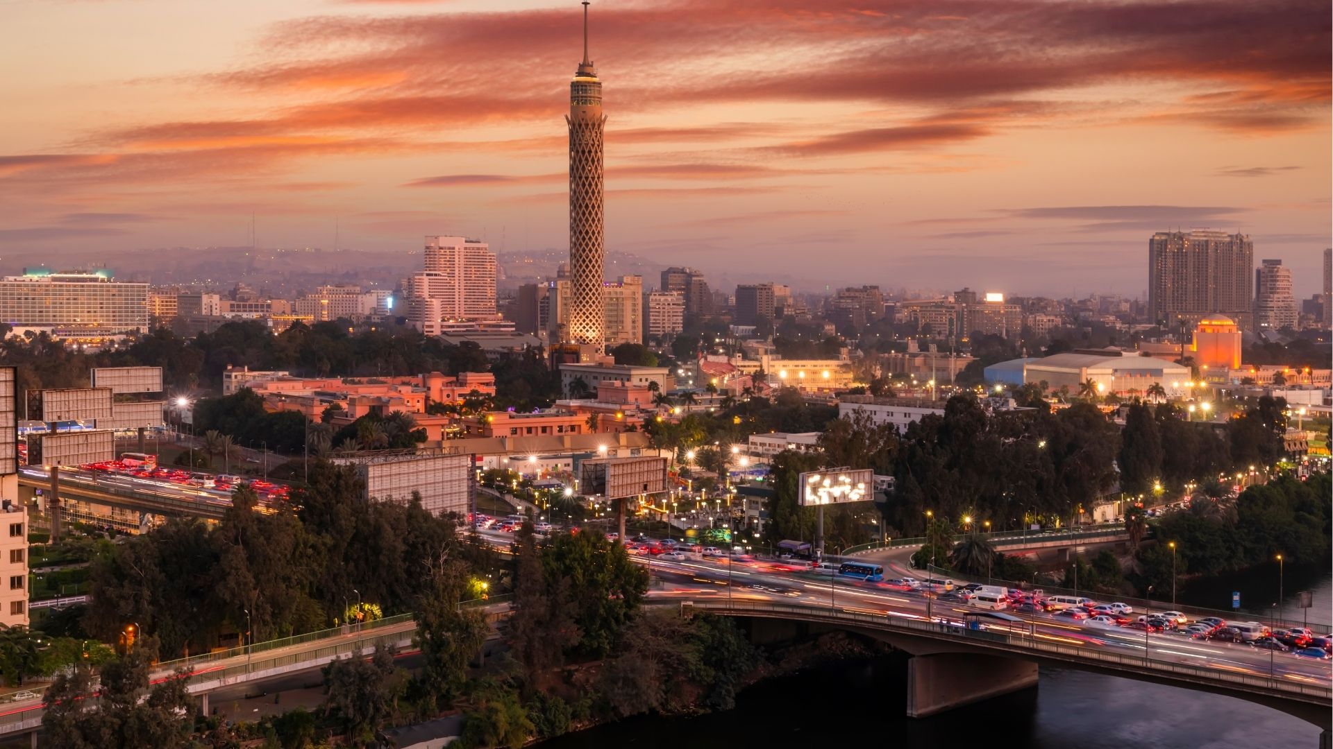 Cairo city skyline at night