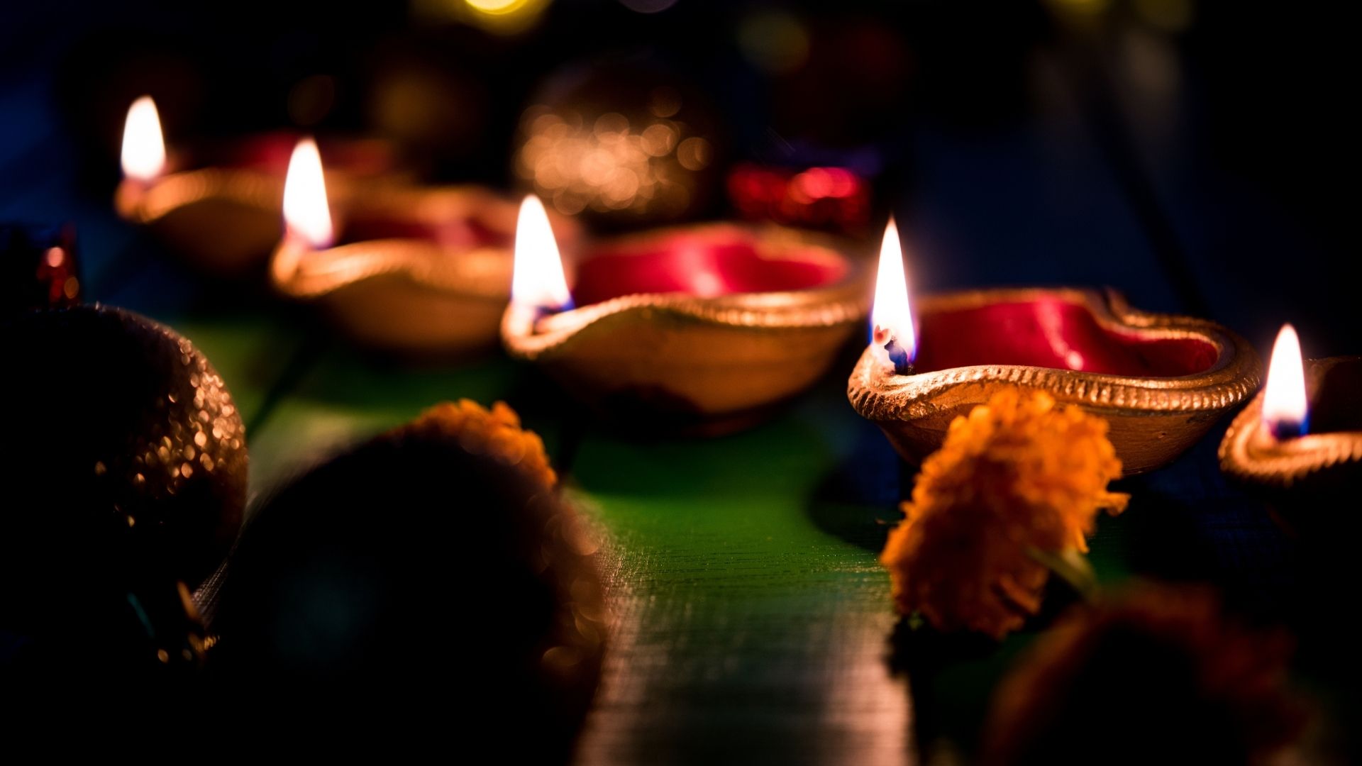 Glowing diyas