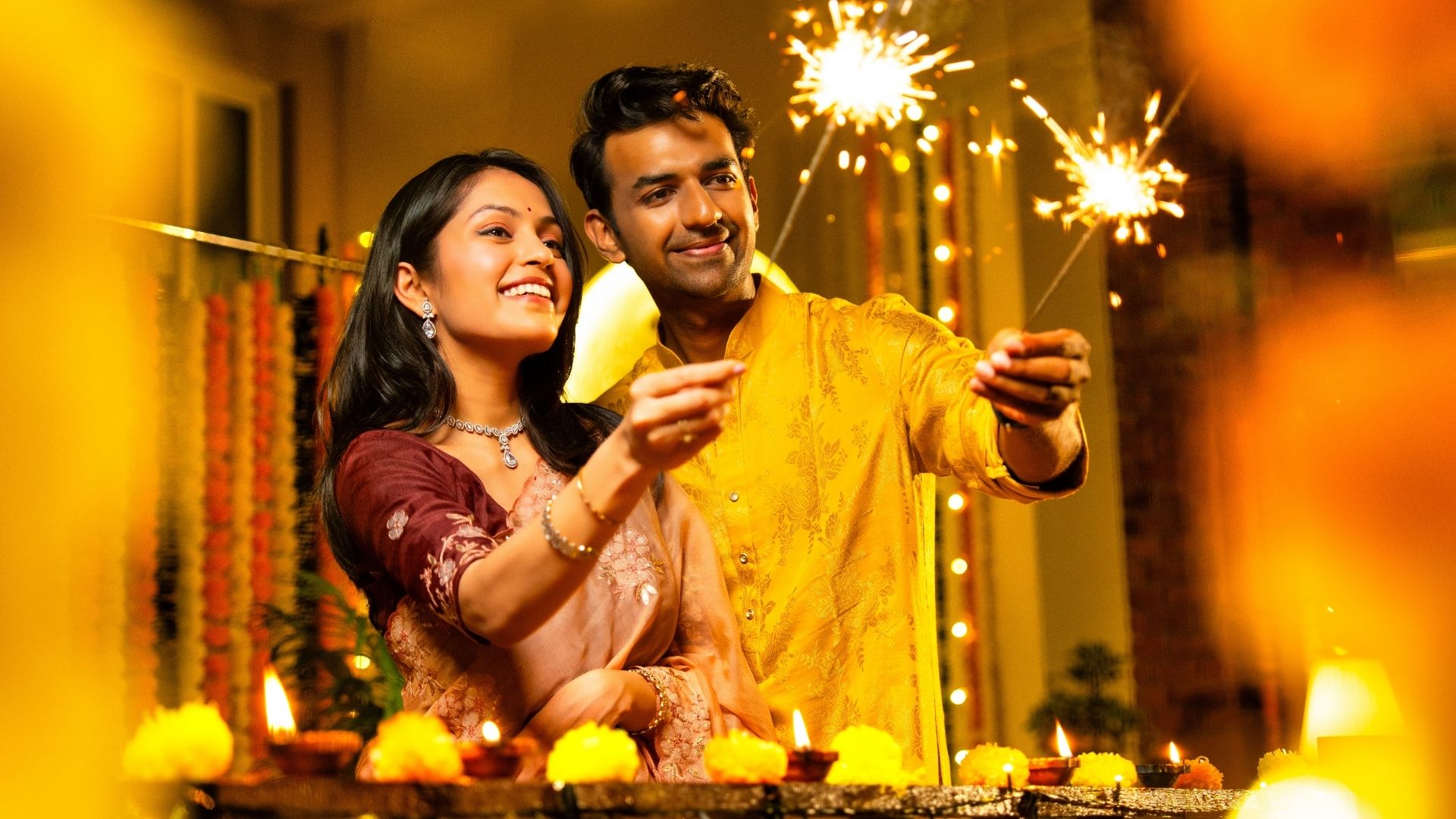 People celebrating with crackers