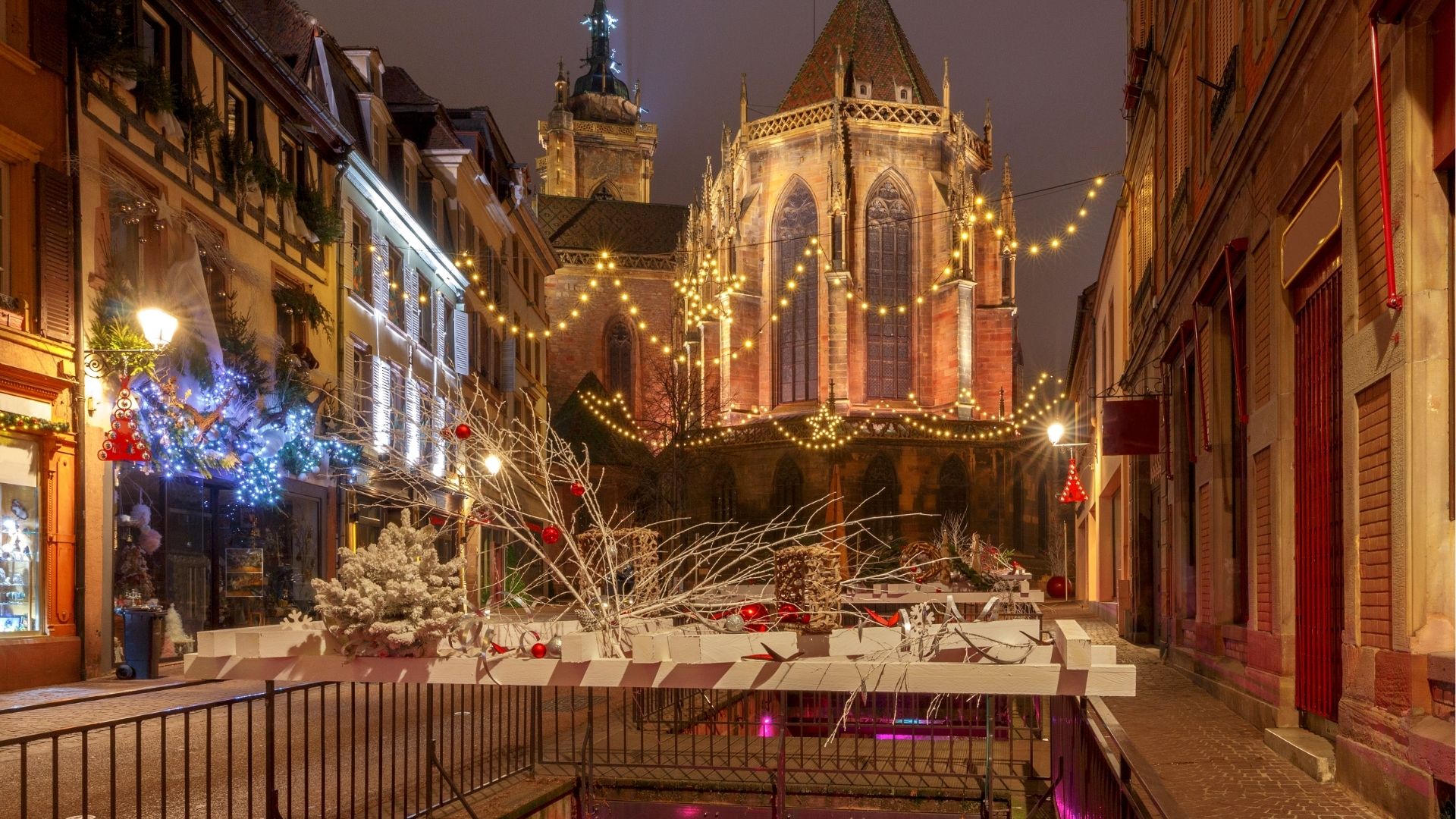 French City Colmar On Christmas Eve
