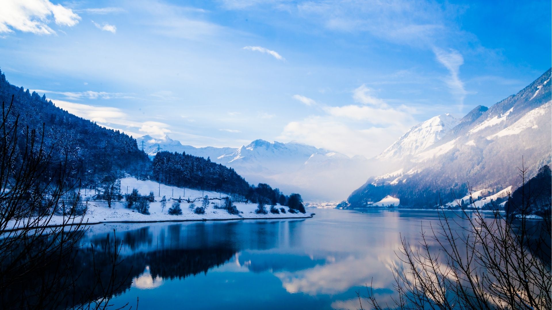 Fantastic winter landscape. Panoramic view of beautiful winter