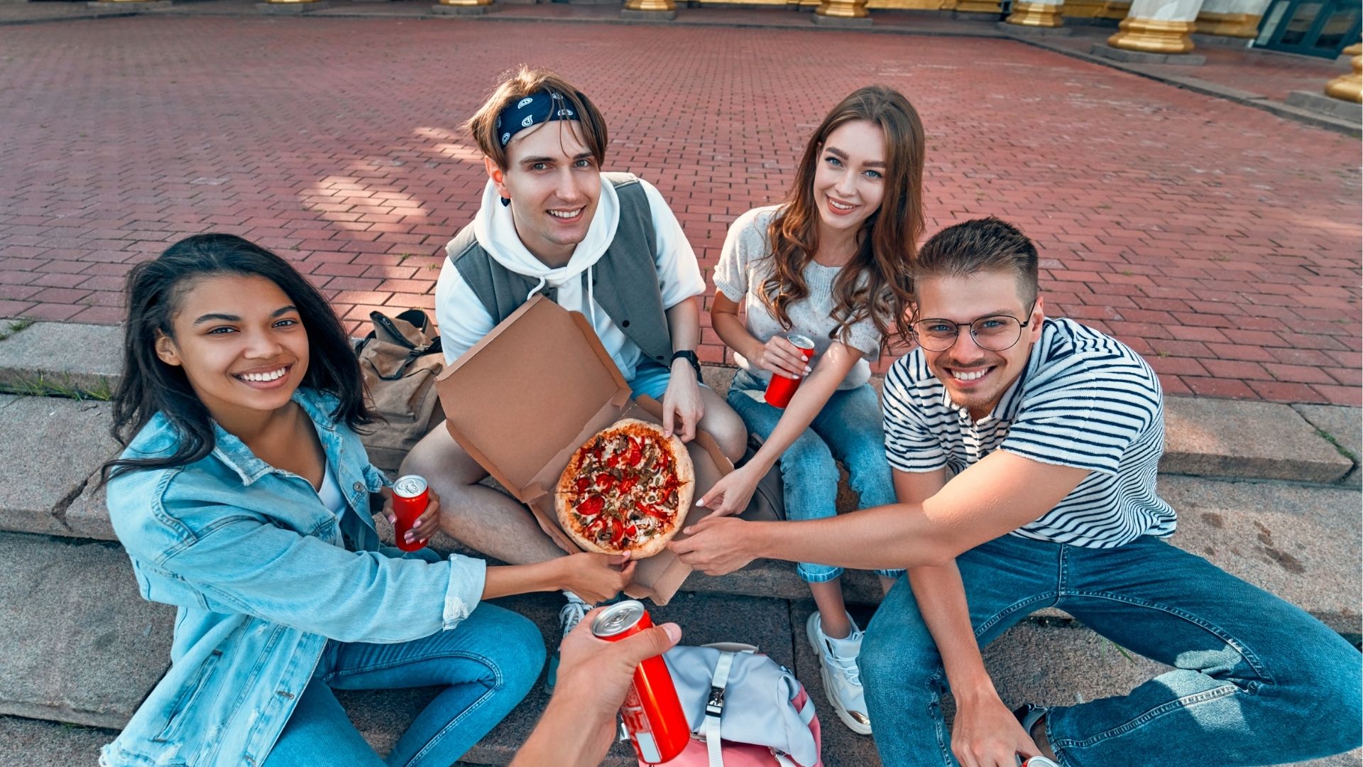 Students near a campus
