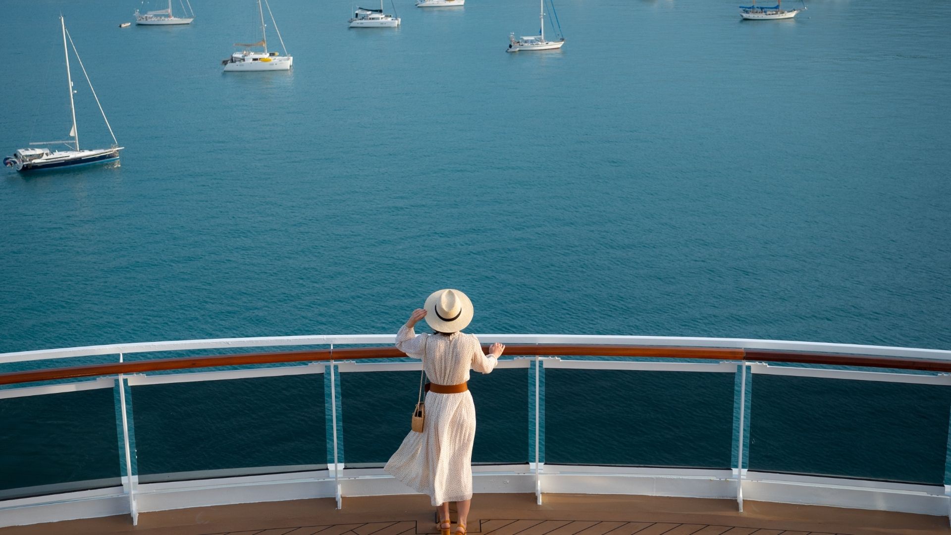 Young woman in a sea cruise
