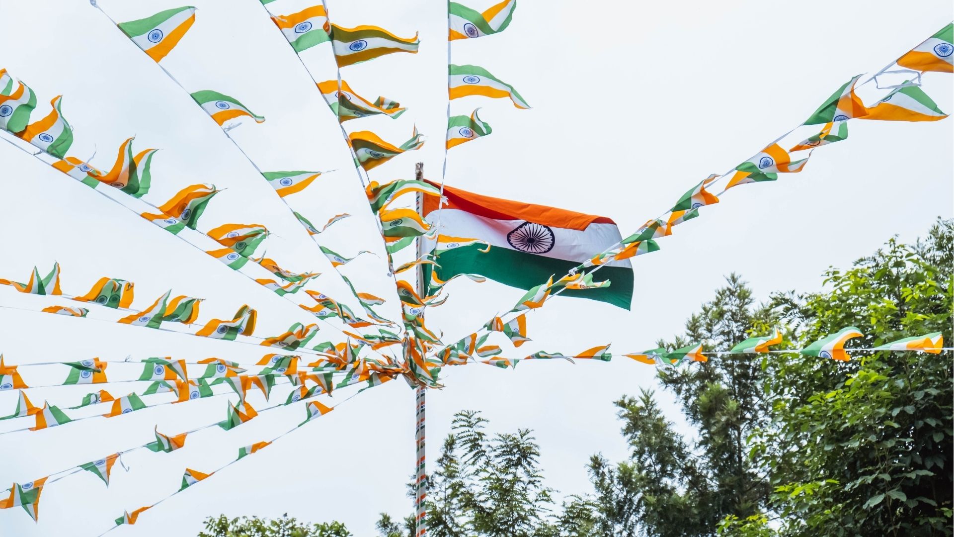 India flags fluttering in the wind 
