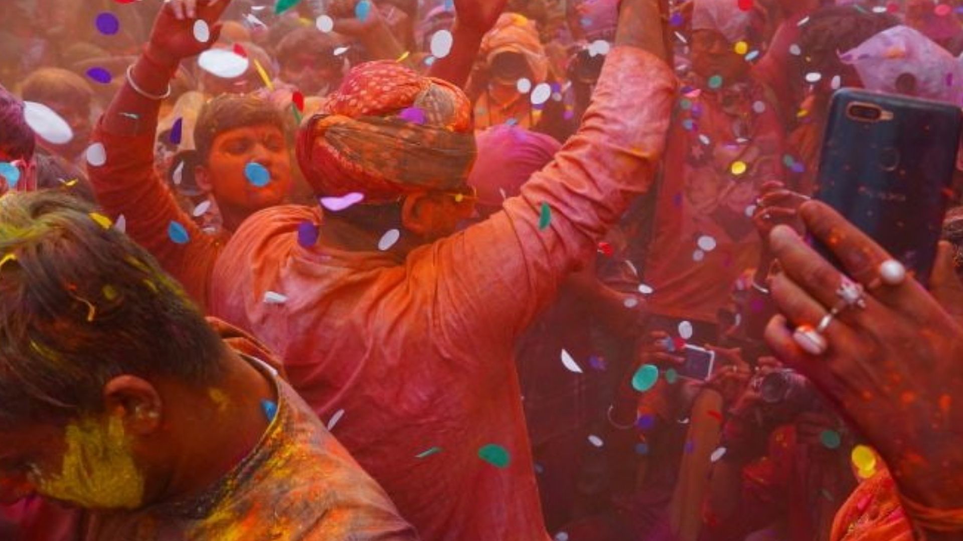 Tourist celebrating Holi festival
