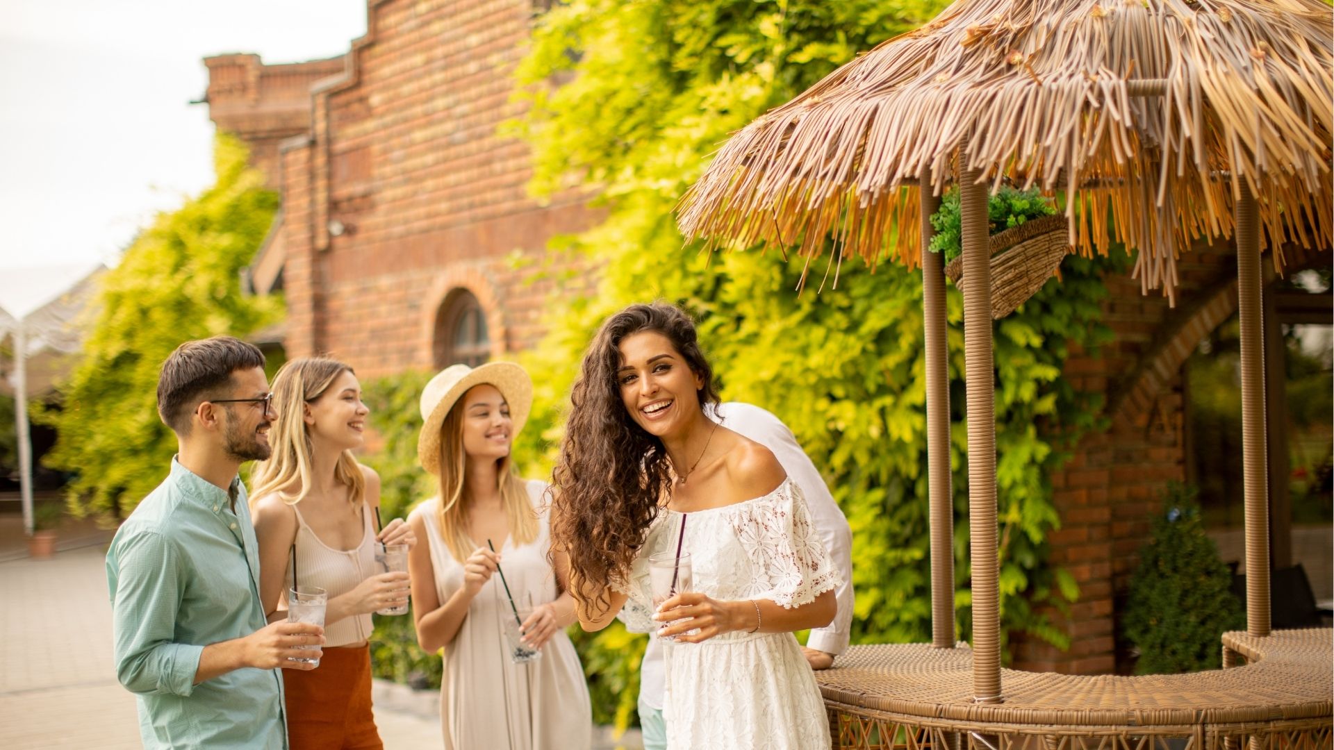 Group of young people cheering and having fun