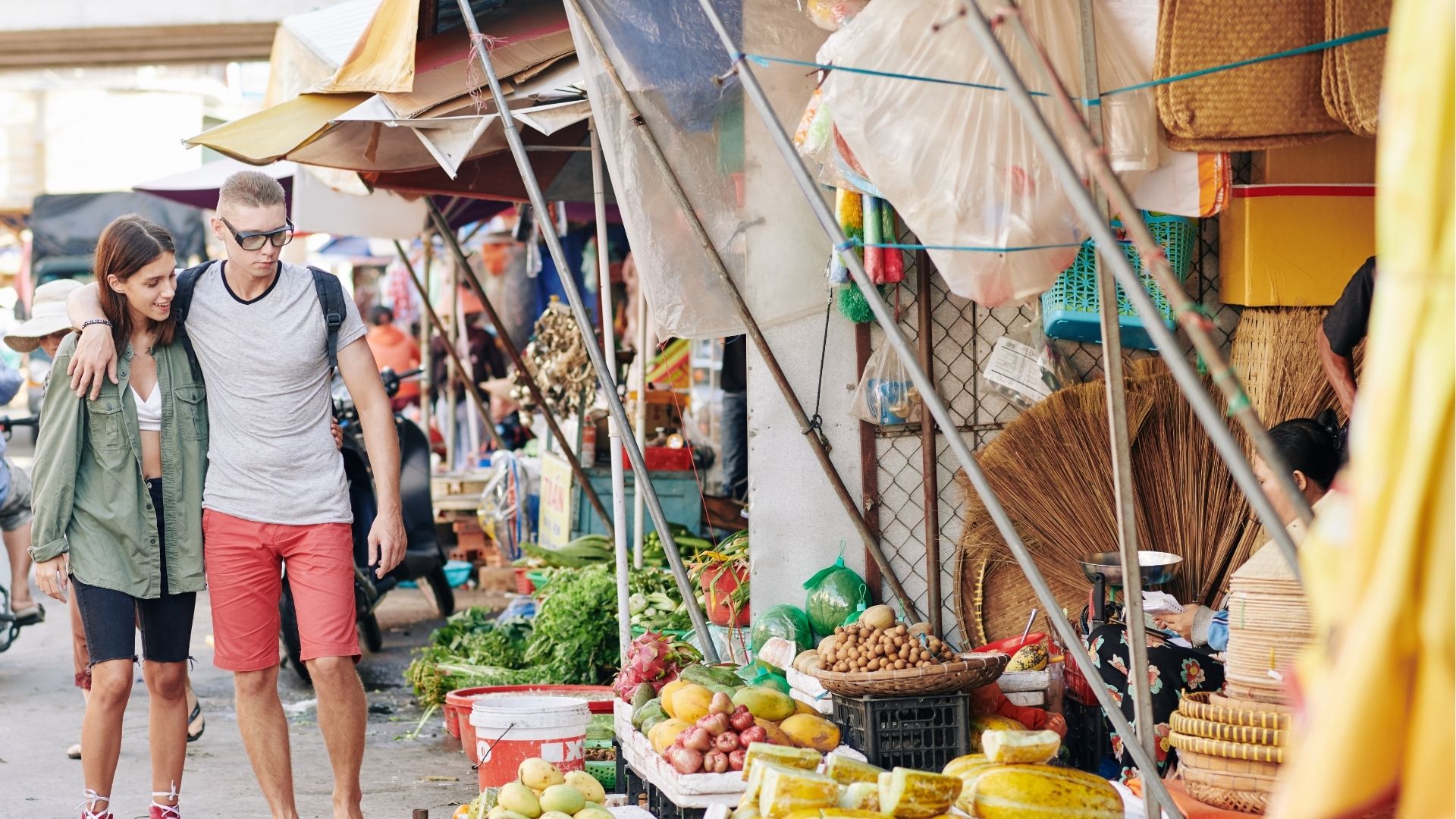 Couple in Asian street market