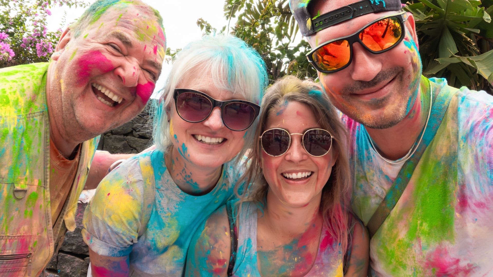 Friends having fun during Holi festival