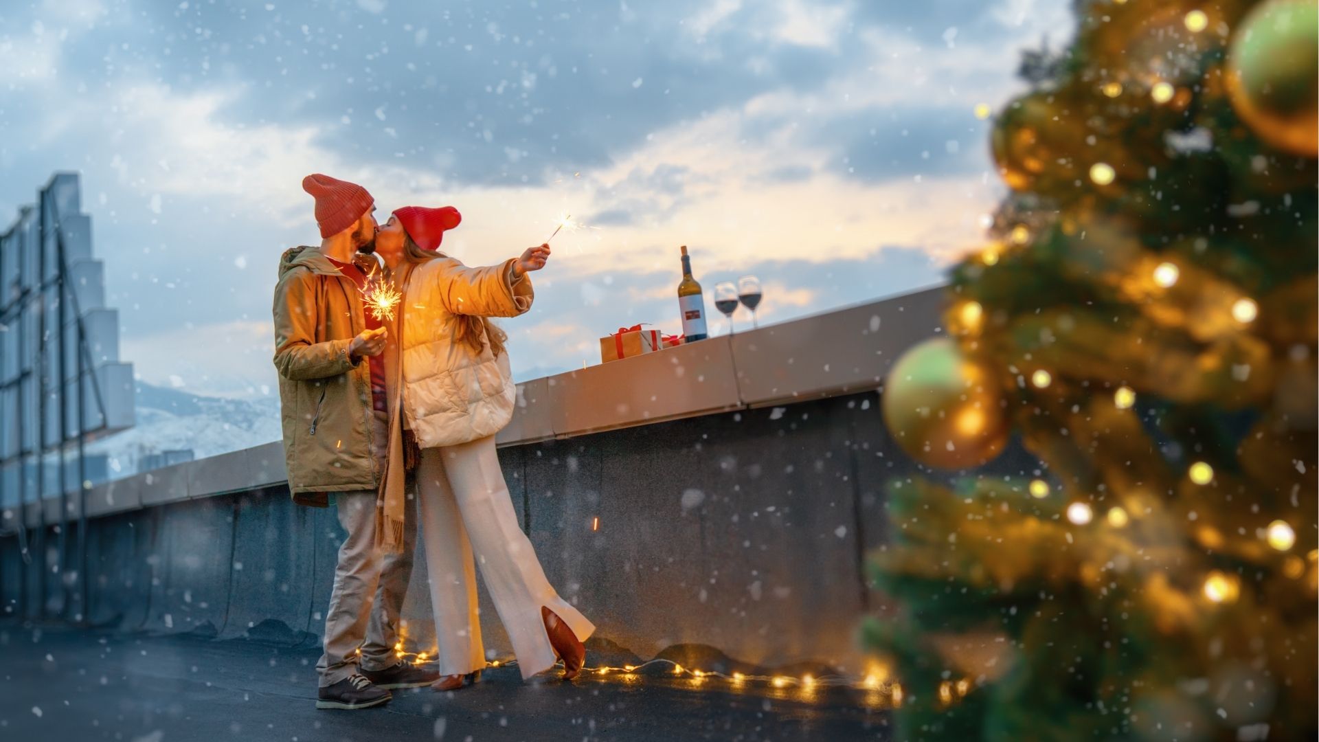 Couple are celebrating Christmas
