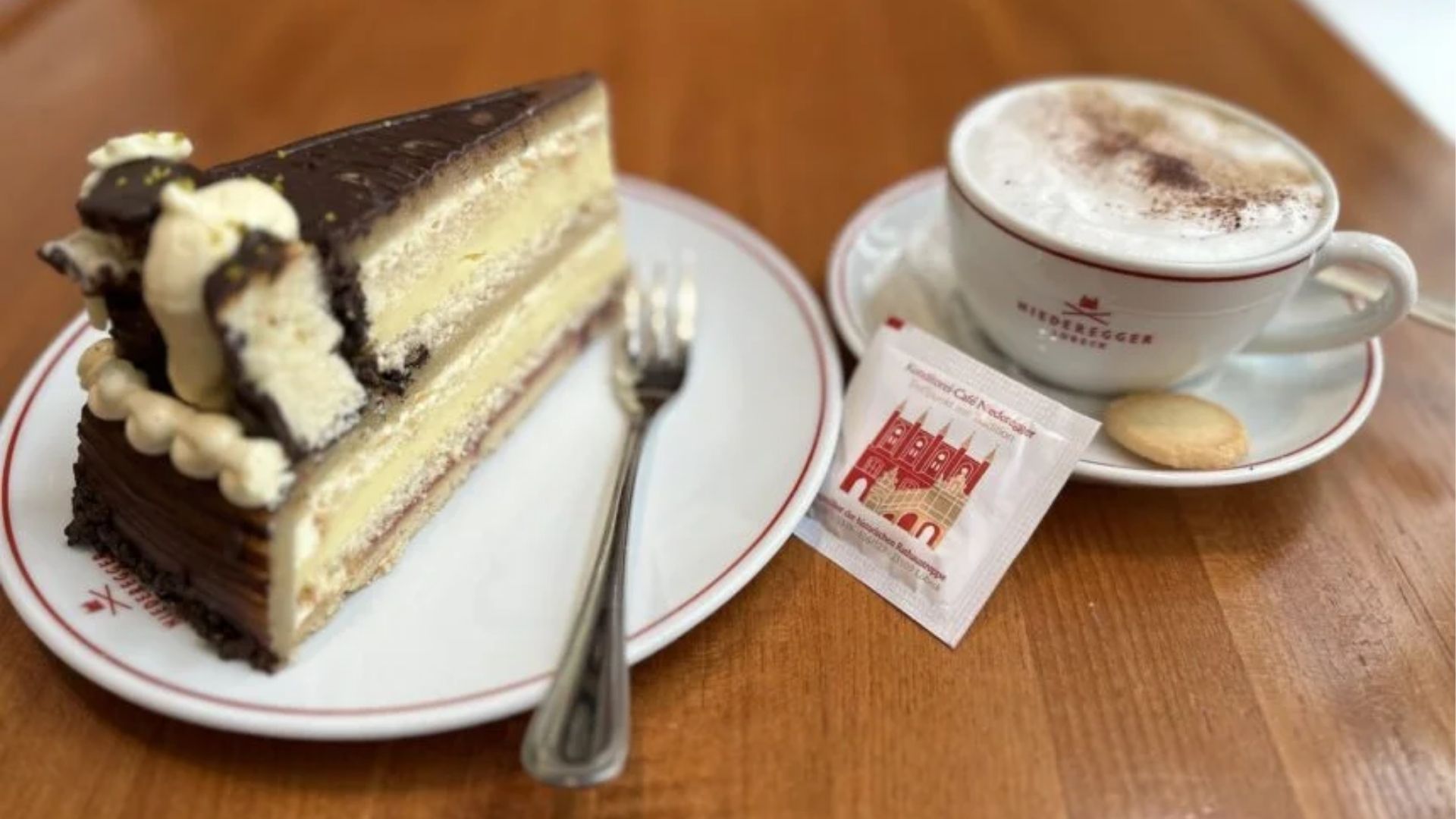 Marzipan cake + coffee heaven at the Niederegger café in Lübeck!
