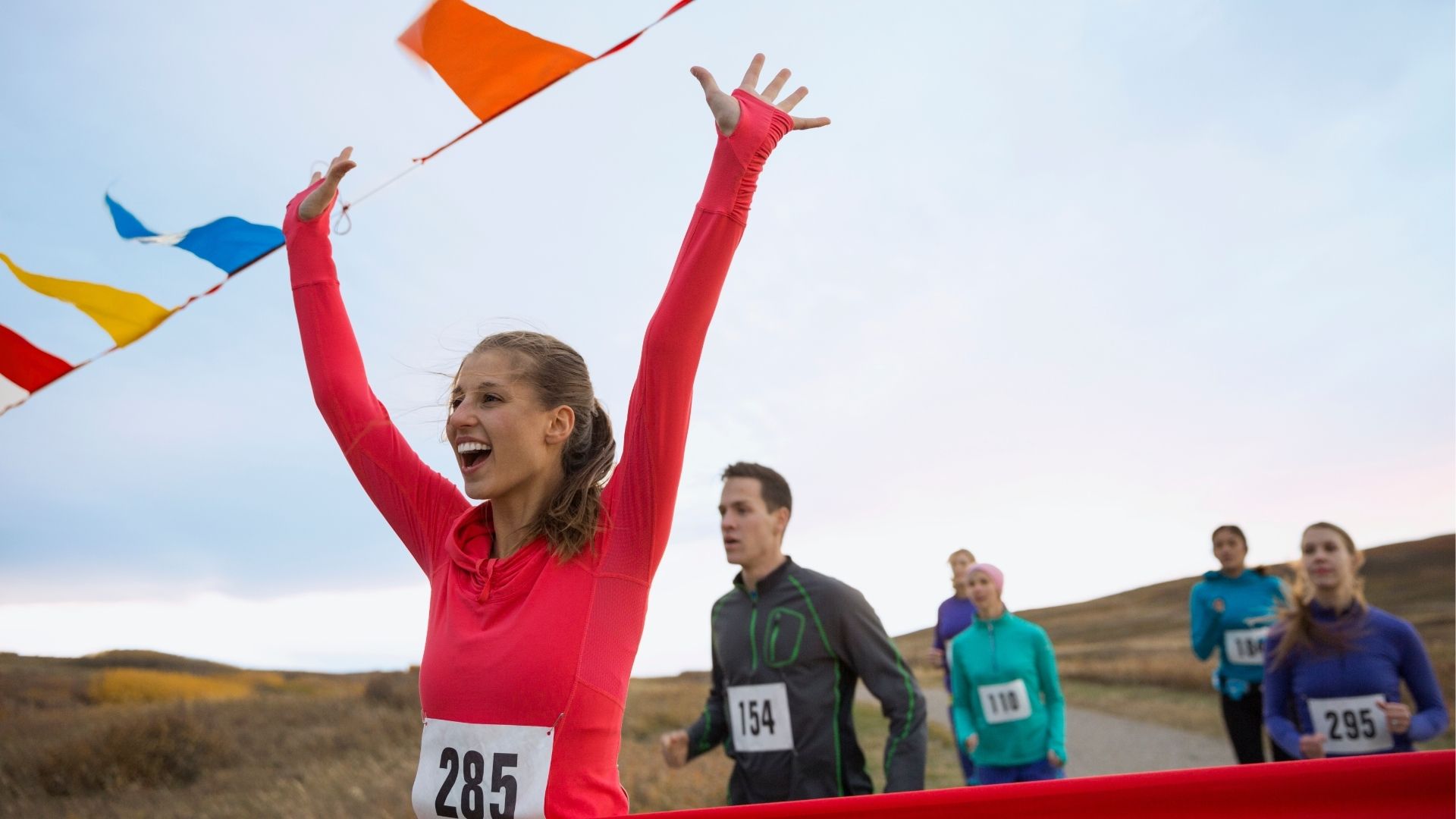 Cheering Runner Approaching Finish Line