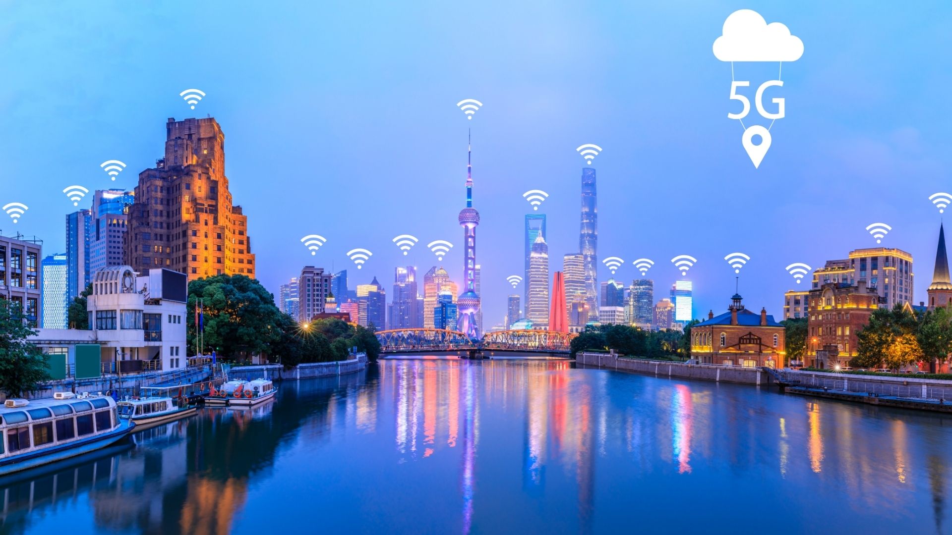 Modern City With Wireless Network Connection