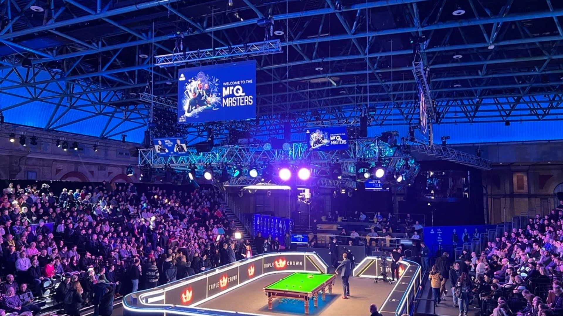 Crowd watching a snooker match at Alexandra Palace