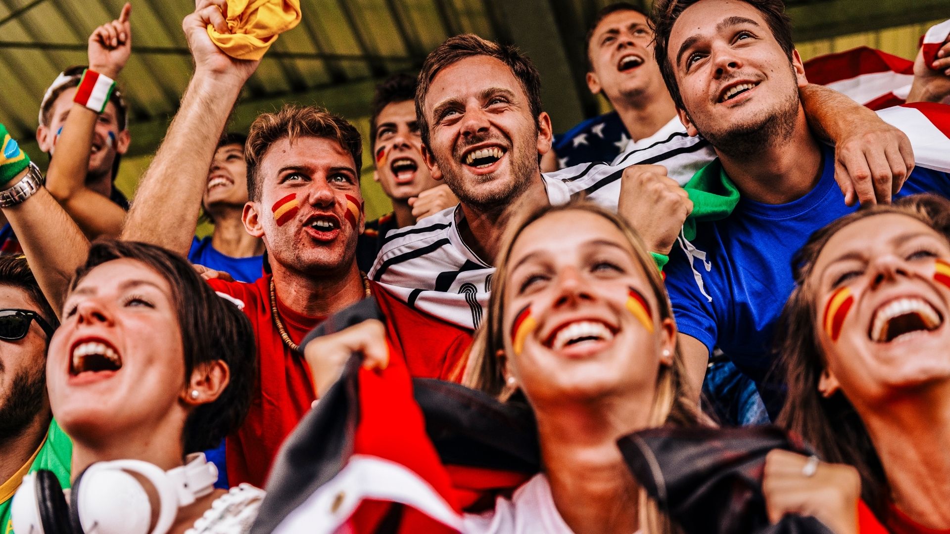 Supporters from Multiple Countries at Stadium All Together