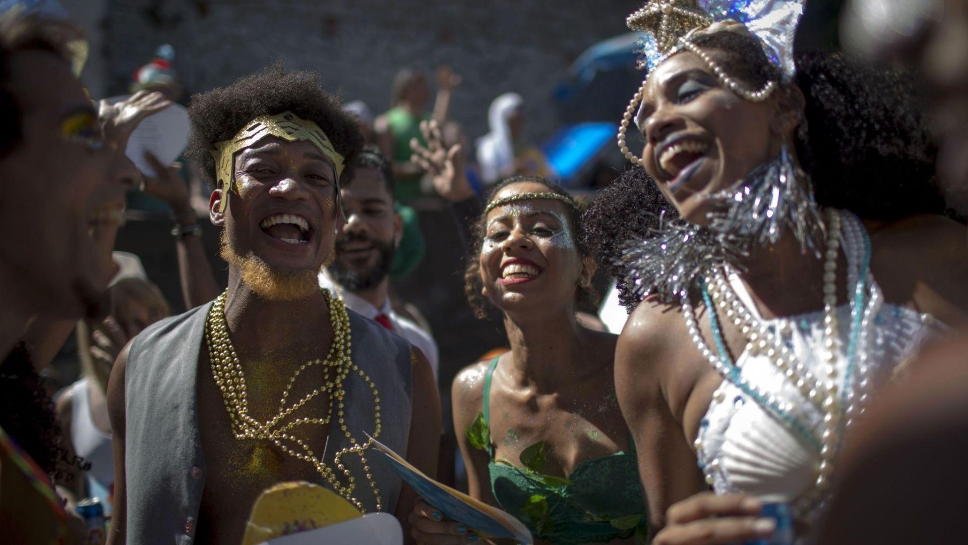 People celebrating at Rio Carnival street bloco